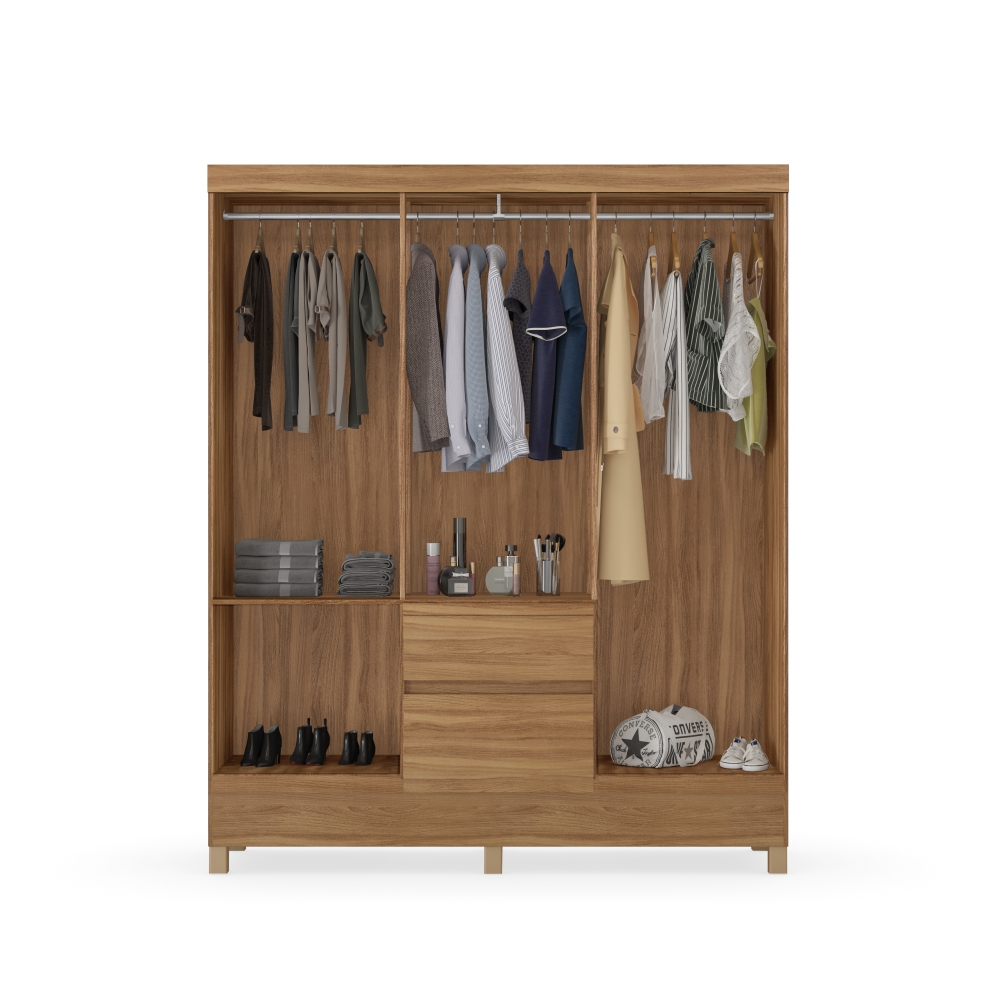 Conjunto Quarto Guarda Roupa e Comoda Forggia Amendola
