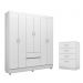 Conjunto Quarto Guarda Roupa e Comoda Forggia Branco
