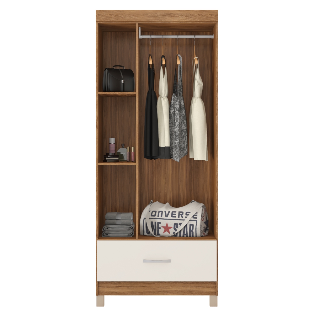 Conjunto Quarto Guarda Roupa e Comoda Jones Amendola Off-White