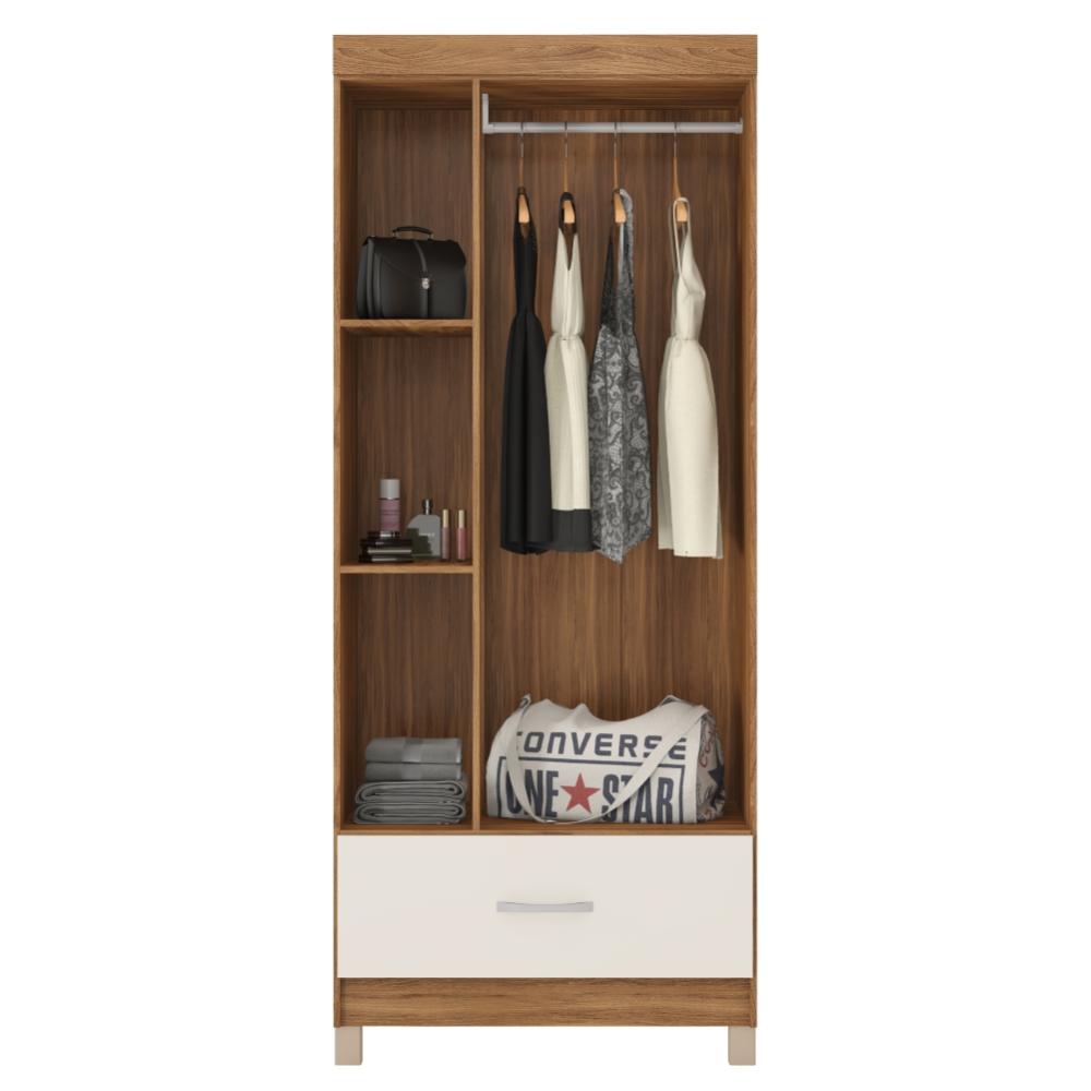 Conjunto Quarto Guarda Roupa e Comoda Jones Amendola Off-White