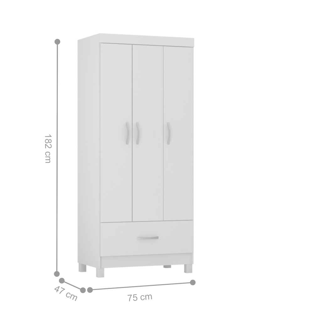 Conjunto Quarto Guarda Roupa e Comoda Jones Branco