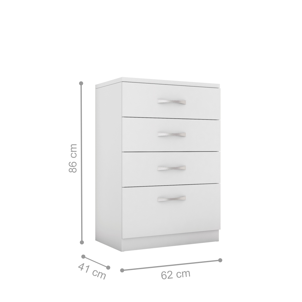 Conjunto Quarto Guarda Roupa e Comoda Jones Branco