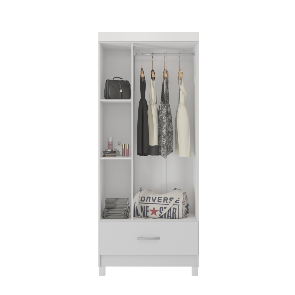Conjunto Quarto Guarda Roupa e Comoda Jones Branco