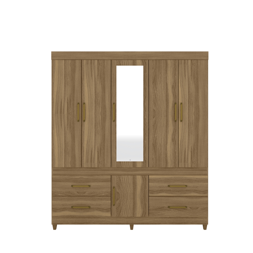 Conjunto Quarto Guarda Roupa e Comoda Monza Amendola