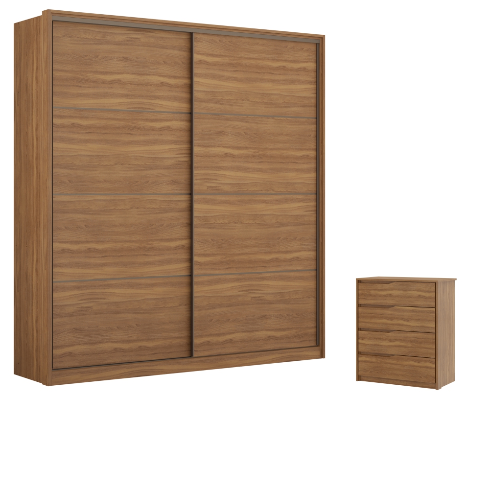 Conjunto Quarto Guarda Roupa e Comoda Napolis Amendola