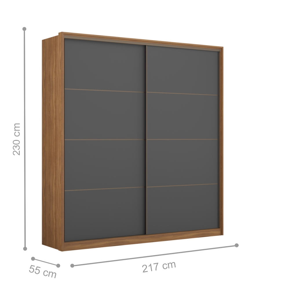 Conjunto Quarto Guarda Roupa e Comoda Napolis Amendola Grafito