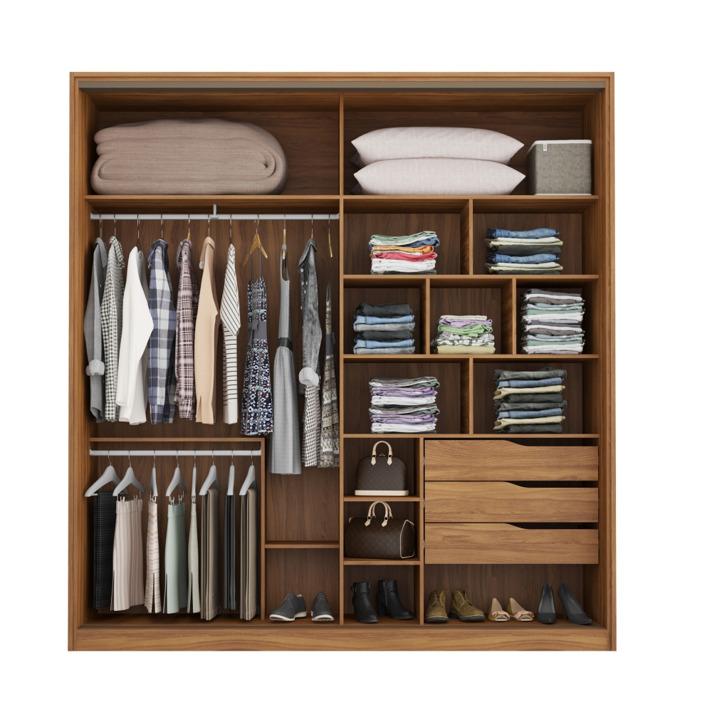 Conjunto Quarto Guarda Roupa e Comoda Napolis Amendola Grafito