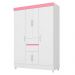 Conjunto Quarto Guarda Roupa e Comoda Pescara Branco Rosa