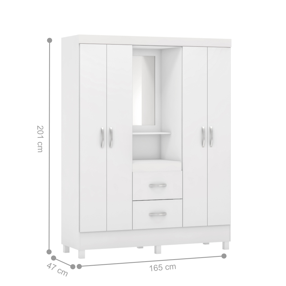 Conjunto Quarto Guarda Roupa e Comoda Ravenna Branco