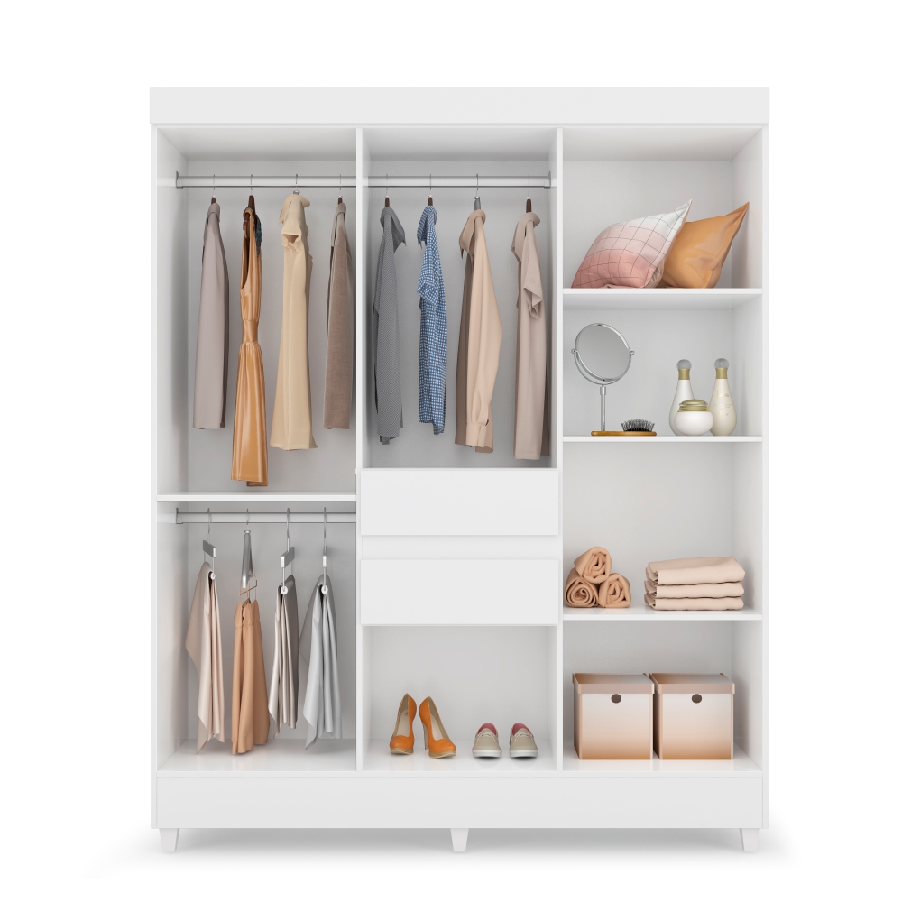 Conjunto Quarto Guarda Roupa e Comoda Terni Branco