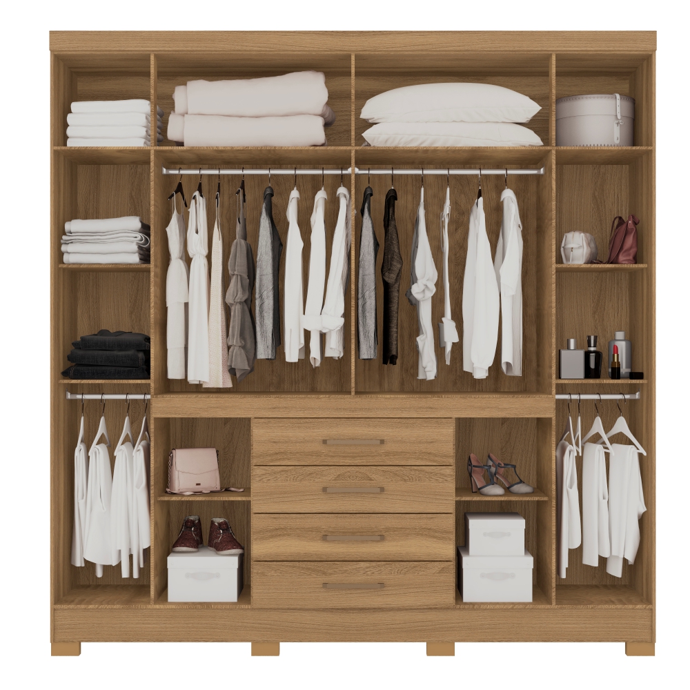 Conjunto Quarto Guarda Roupa e Comoda Trieste Amendola