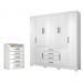 Conjunto Quarto Guarda Roupa e Comoda Trieste Branco