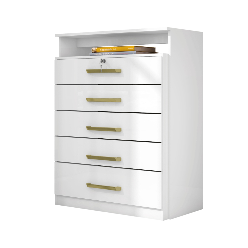 Conjunto Quarto Guarda Roupa e Comoda Trieste Branco