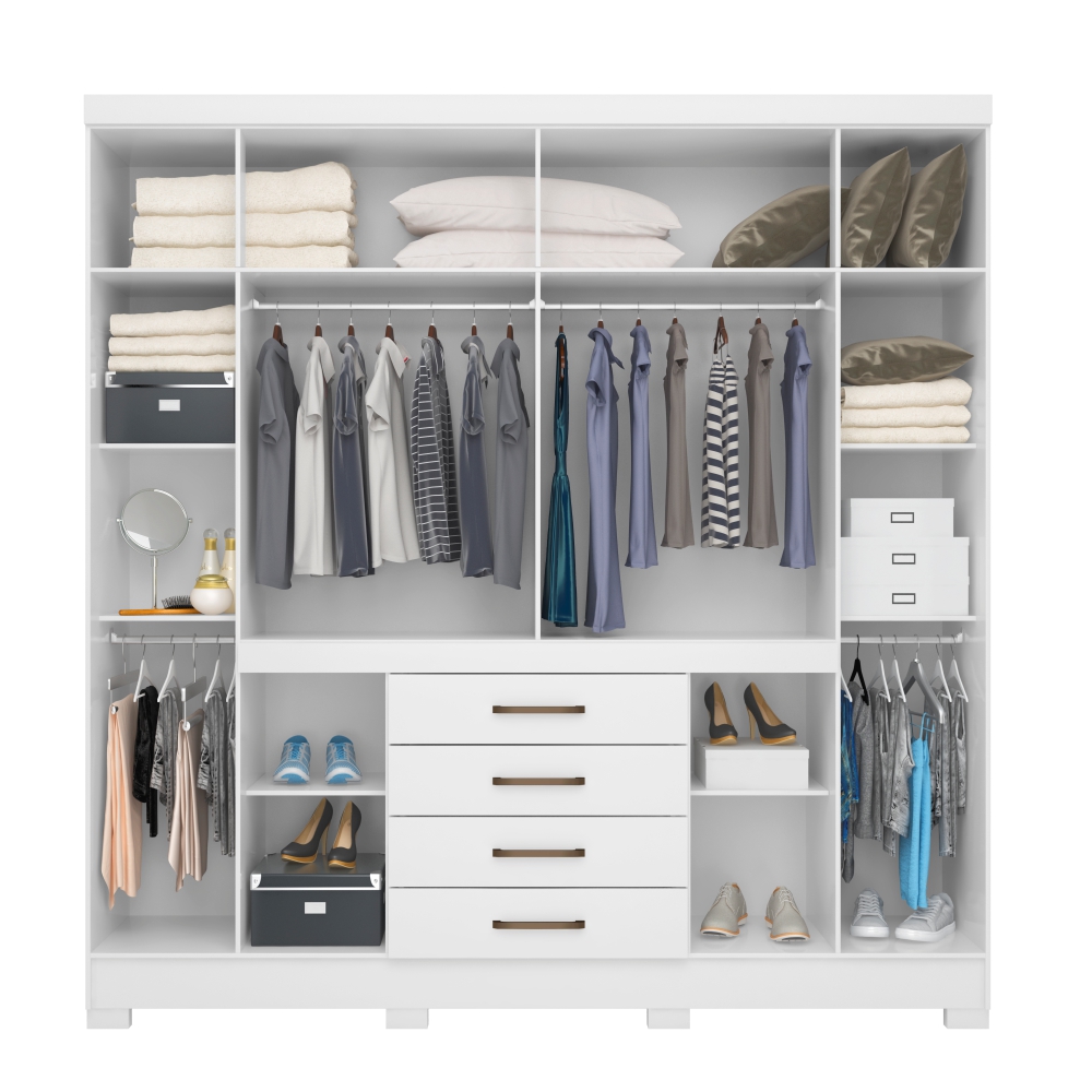 Conjunto Quarto Guarda Roupa e Comoda Trieste Branco