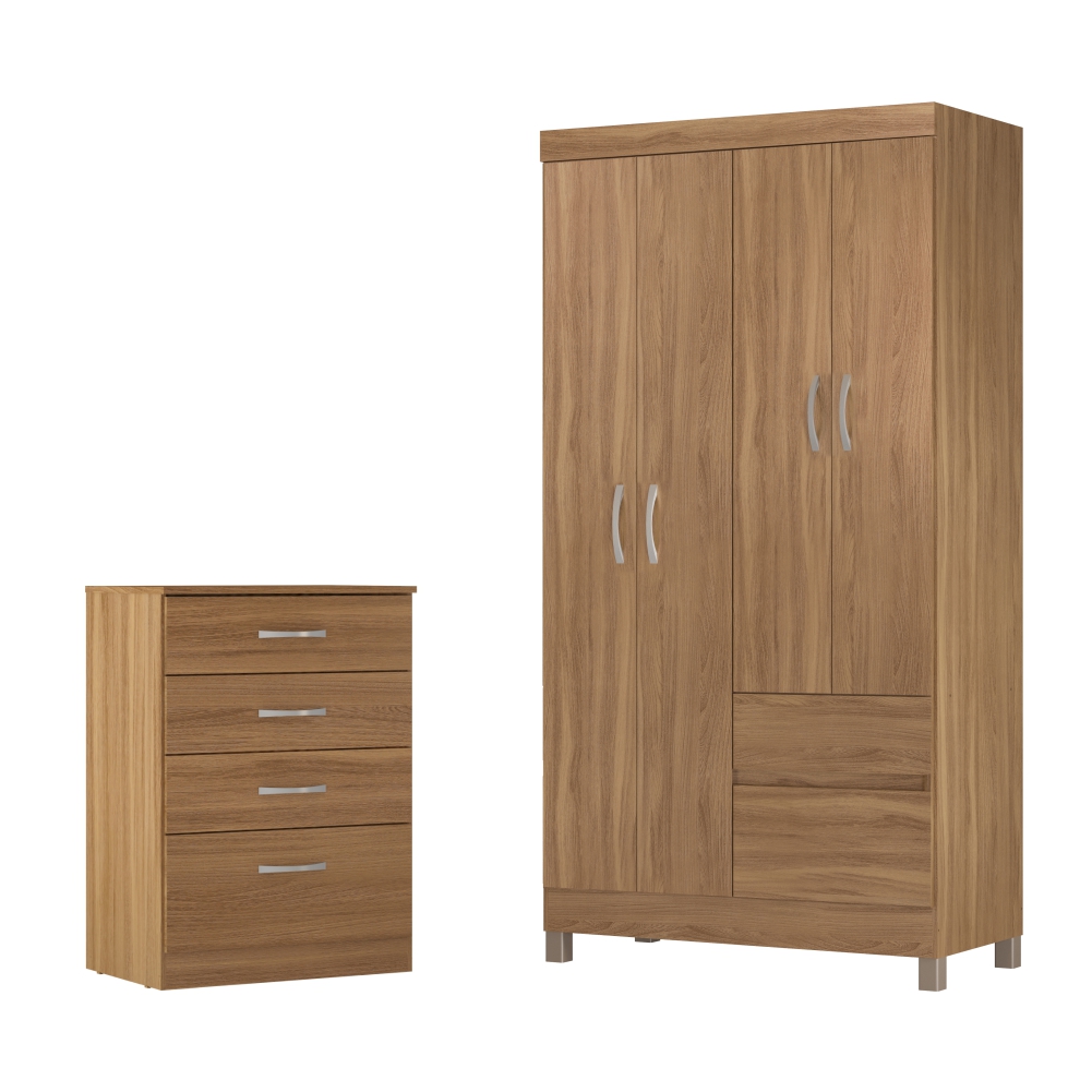 Conjunto Quarto Guarda Roupa e Comoda Vicenza Amendola