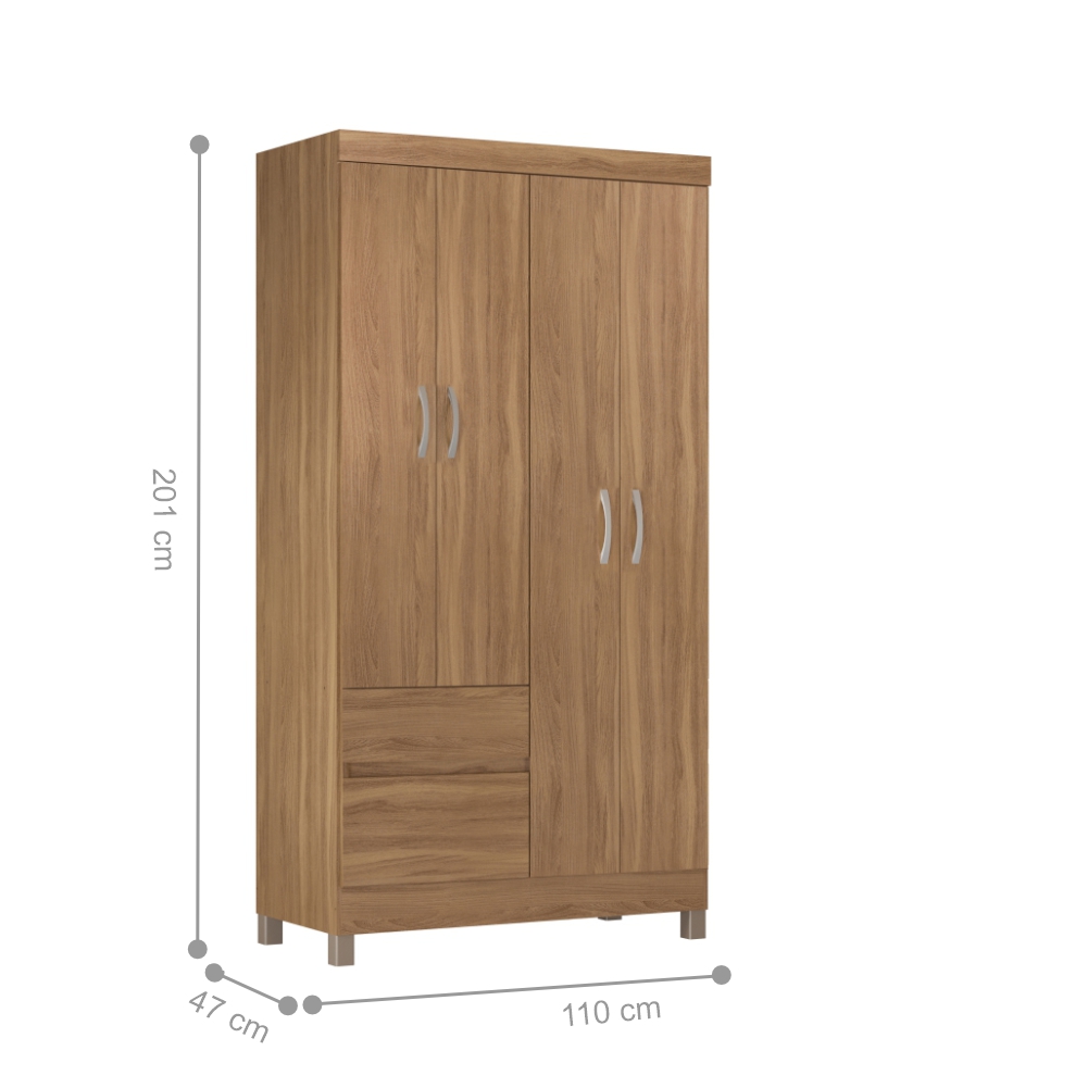 Conjunto Quarto Guarda Roupa e Comoda Vicenza Amendola