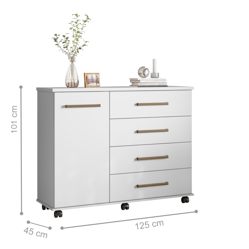 Conjunto Quarto Guarda Roupa e Comoda Virgina Branco