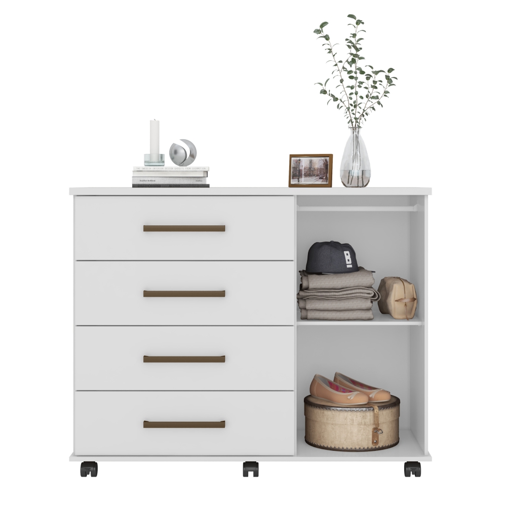 Conjunto Quarto Guarda Roupa e Comoda Virgina Branco