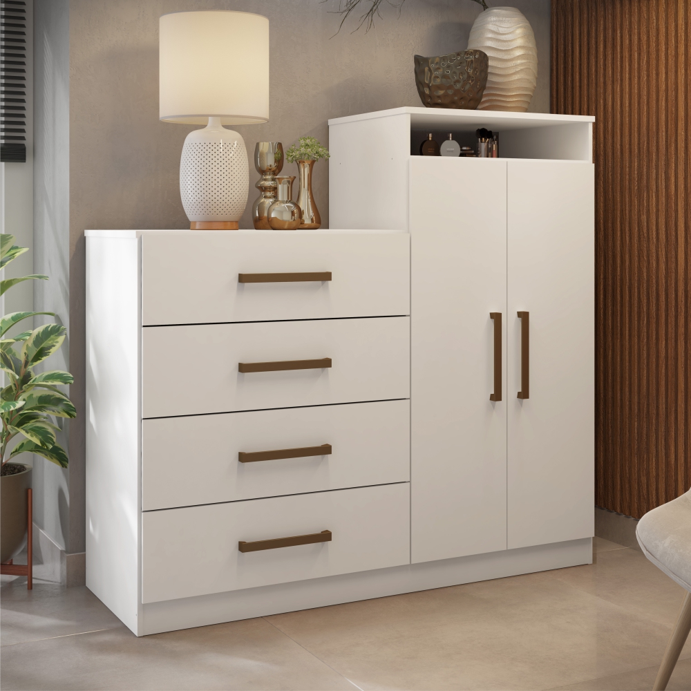 Conjunto Quarto de Casal Completo Ferrara Branco