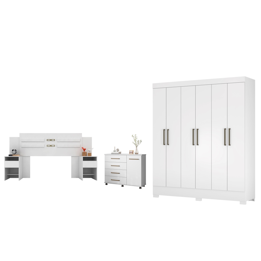 Conjunto Quarto de Casal Completo Virgina Branco