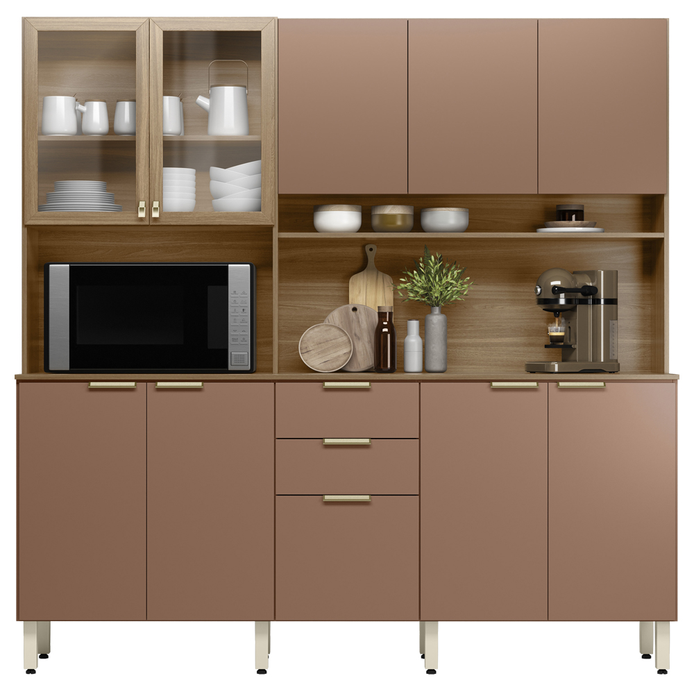 Cozinha Compacta 10 Portas 2 Gavetas 98221 Amendola Marsala Prime Tx Demobile