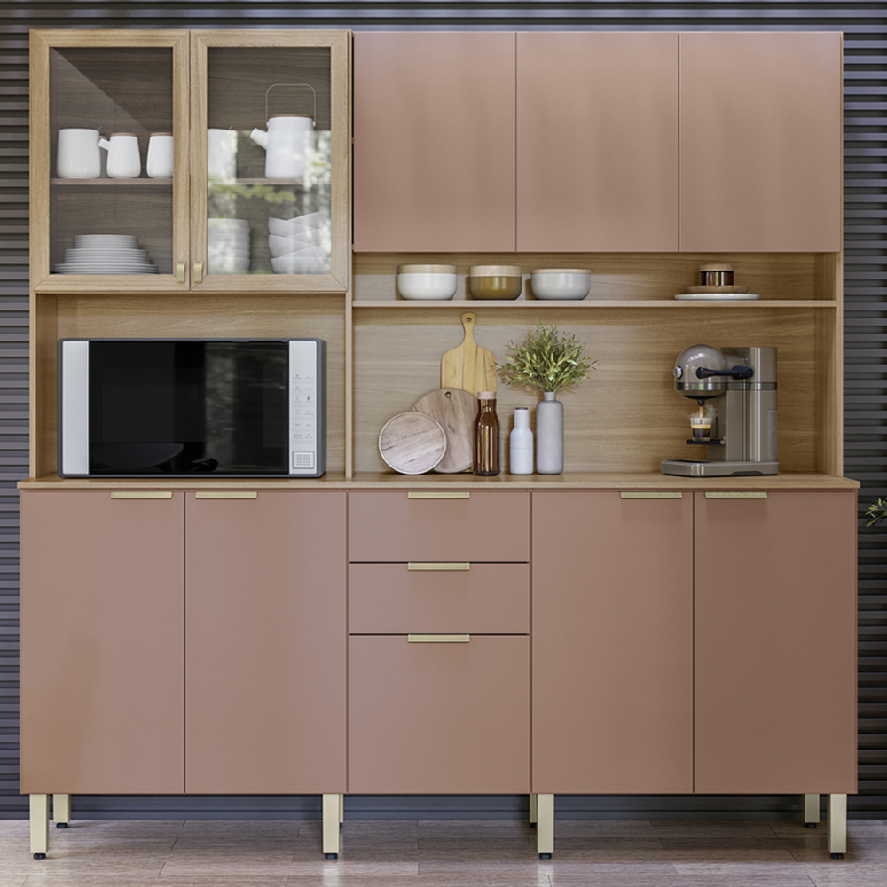Cozinha Compacta 10 Portas 2 Gavetas 98221 Amendola Marsala Prime Tx Demobile