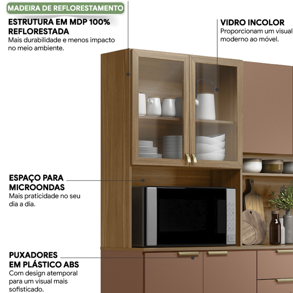 Cozinha Compacta 10 Portas 2 Gavetas 98221 Amendola Marsala Prime Tx Demobile
