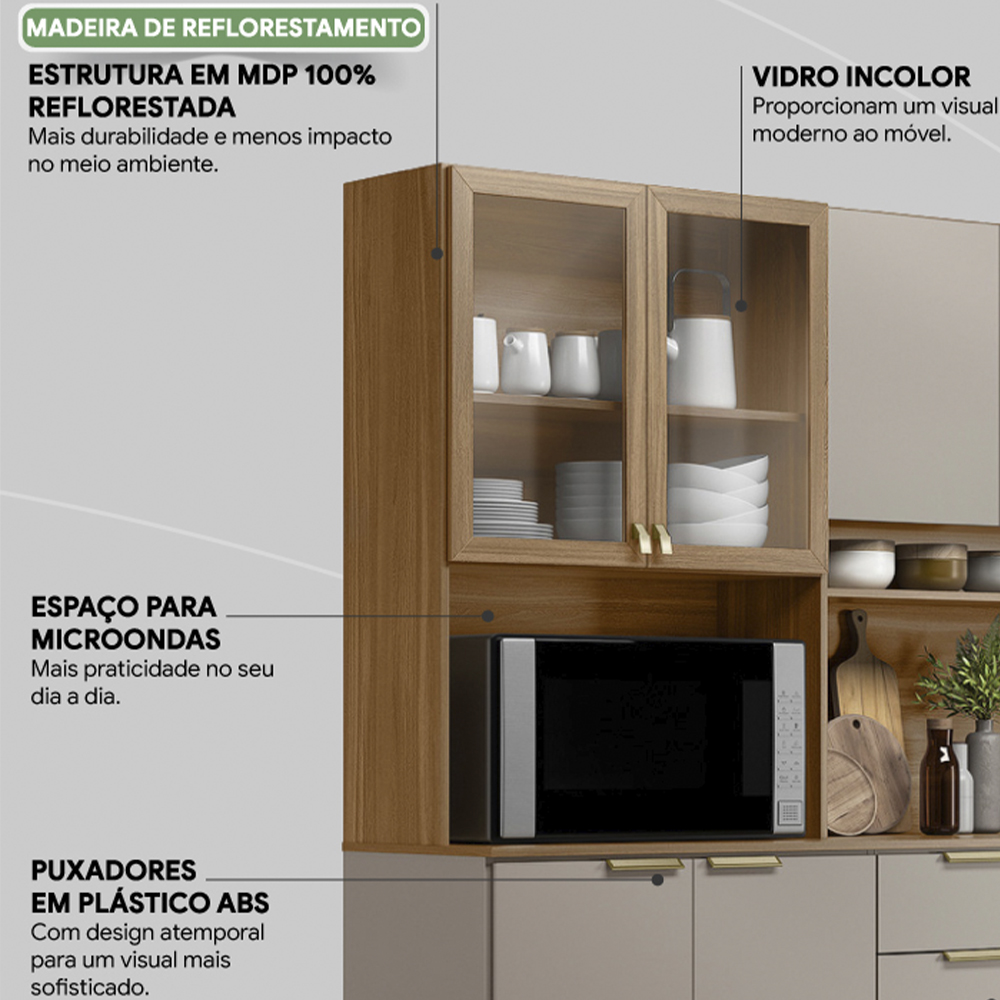 Cozinha Compacta 10 Portas 2 Gavetas 98221 Amendola Nude Prime Tx Demobile