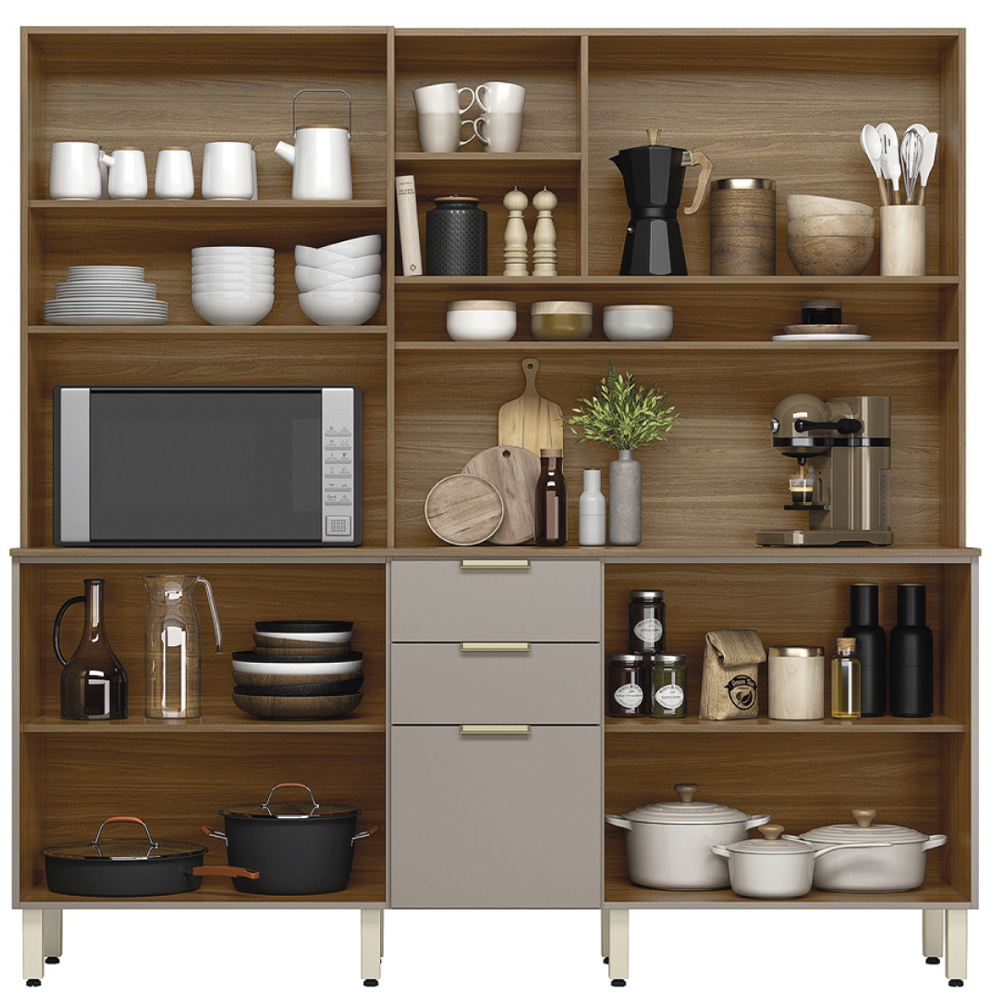 Cozinha Compacta 10 Portas 2 Gavetas 98221 Amendola Nude Prime Tx Demobile