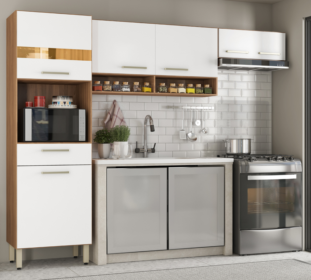 Cozinha Compacta 3 Peças Dama 99101 Amendola Branco Demobile