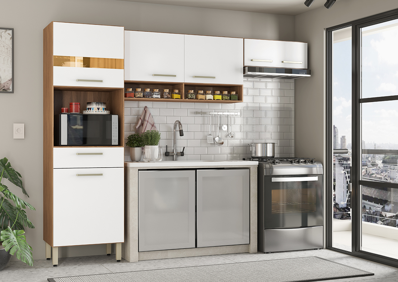 Cozinha Compacta 3 Peças Dama 99101 Amendola Branco Demobile