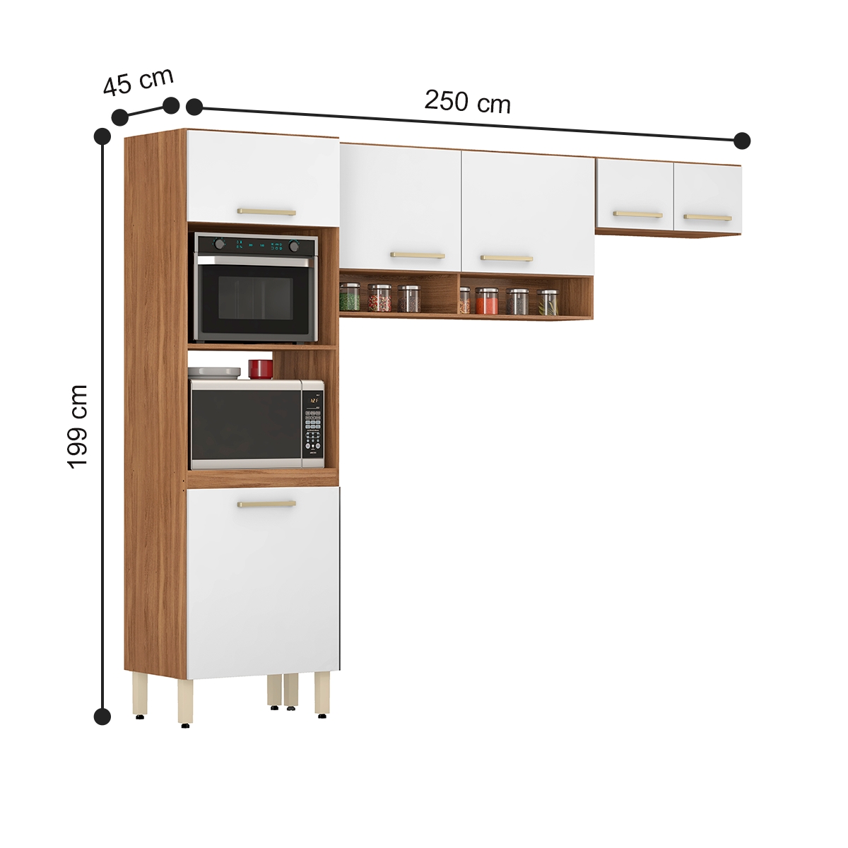 Cozinha Compacta 3 Peças Praga Amêndola Branco