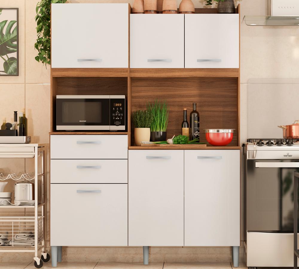 Cozinha Compacta 6 Portas 2 Gavetas Harmonia 96201 Amendola Branco Demobile