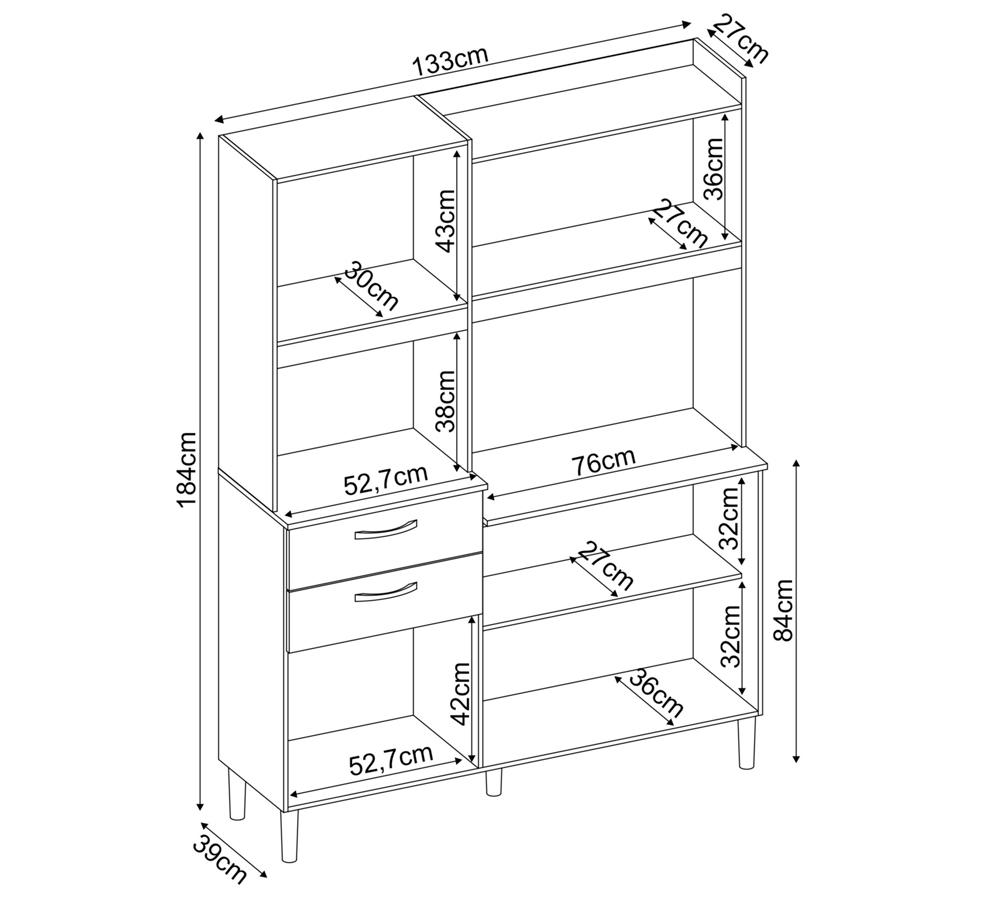 Cozinha Compacta 6 Portas 2 Gavetas Harmonia 96201 Amendola Branco Demobile