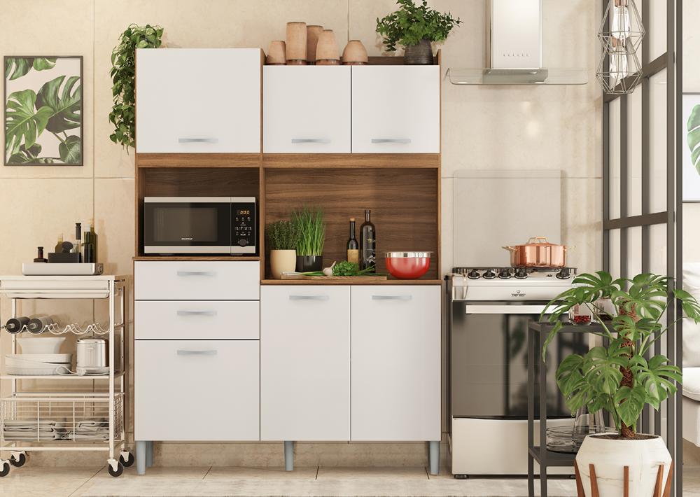 Cozinha Compacta 6 Portas 2 Gavetas Harmonia 96201 Amendola Branco Demobile