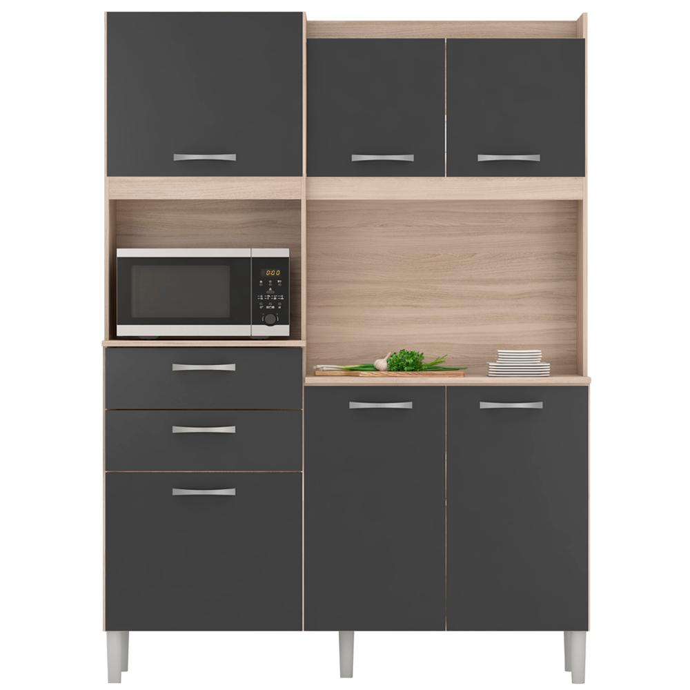 Cozinha Compacta 6 Portas 2 Gavetas Harmonia 96201 Avena Grafito Demobile
