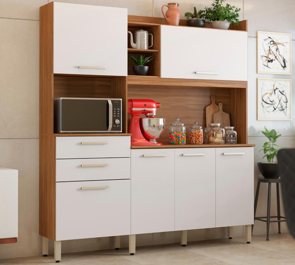 Cozinha Compacta 6 Portas 2 Gavetas Selecta 96211 Amendola Branco Demobile