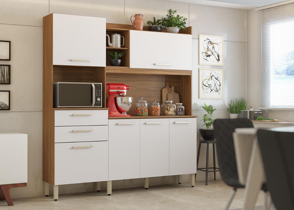 Cozinha Compacta 6 Portas 2 Gavetas Selecta 96211 Amendola Branco Demobile