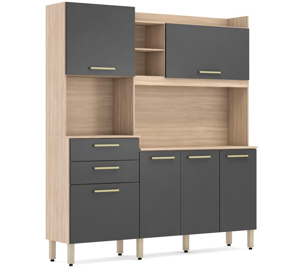 Cozinha Compacta 6 Portas 2 Gavetas Selecta 96211 Avena Grafito Demobile