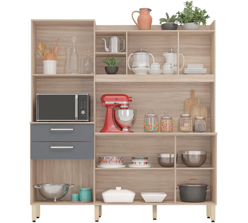 Cozinha Compacta 6 Portas 2 Gavetas Selecta 96211 Avena Grafito Demobile