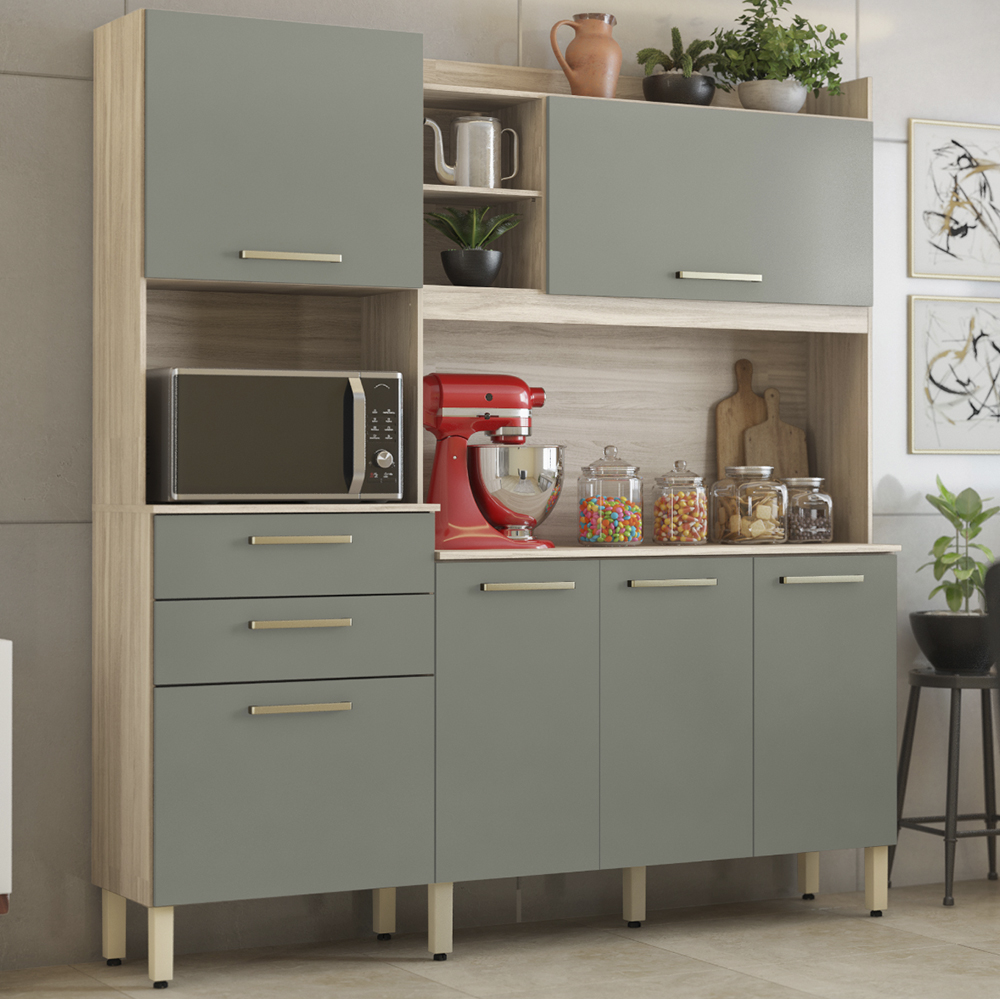 Cozinha Compacta 6 Portas 2 Gavetas Selecta 96211 Avena Menta Demobile