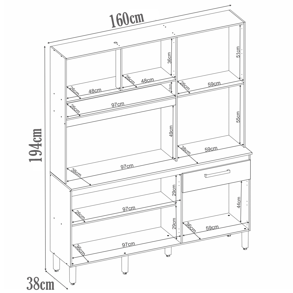 Cozinha Compacta 6 Portas Alamo 91601 Amendola Branco Demobile
