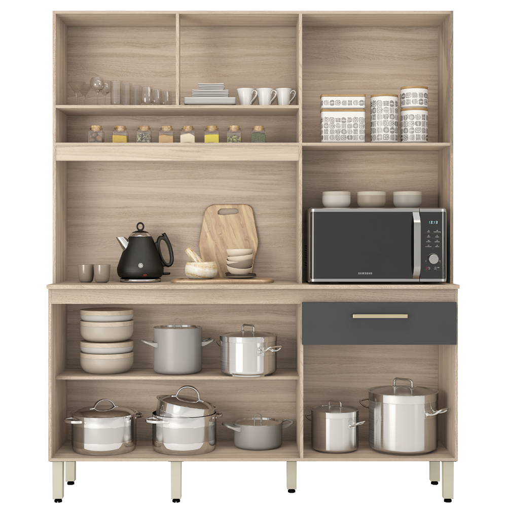 Cozinha Compacta 6 Portas Alamo 91601 Avena Grafito Demobile