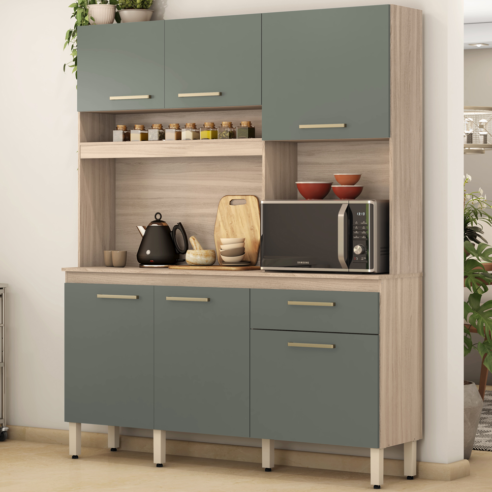 Cozinha Compacta 6 Portas Alamo 91601 Avena Menta Demobile