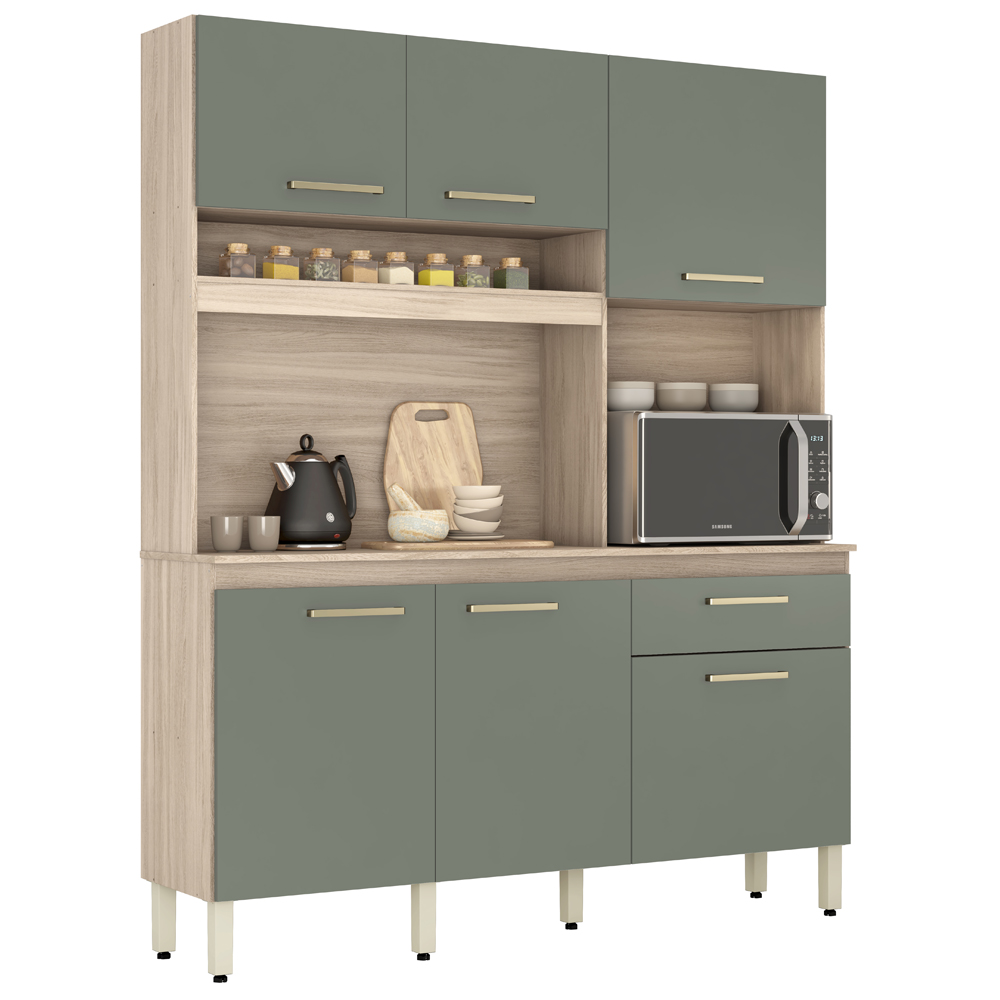 Cozinha Compacta 6 Portas Alamo 91601 Avena Menta Demobile