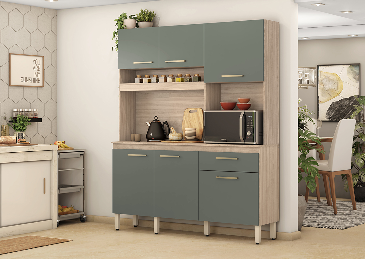 Cozinha Compacta 6 Portas Alamo 91601 Avena Menta Demobile