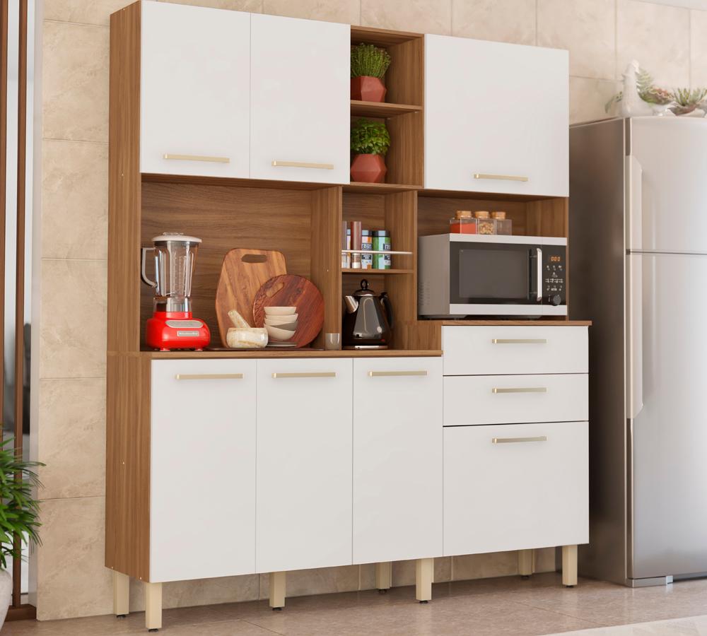 Cozinha Compacta 7 Portas 2 Gavetas Encanto 97201 Amendola Branco Demobile