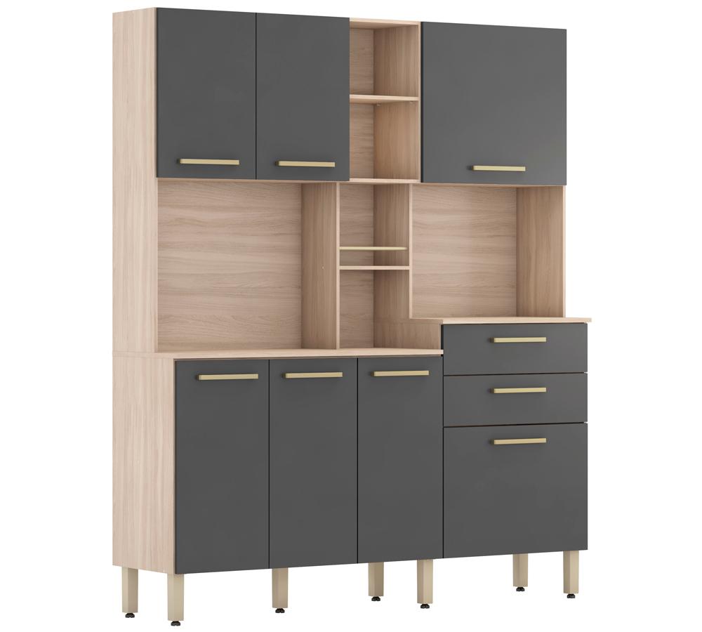 Cozinha Compacta 7 Portas 2 Gavetas Encanto 97201 Avena Grafito Demobile