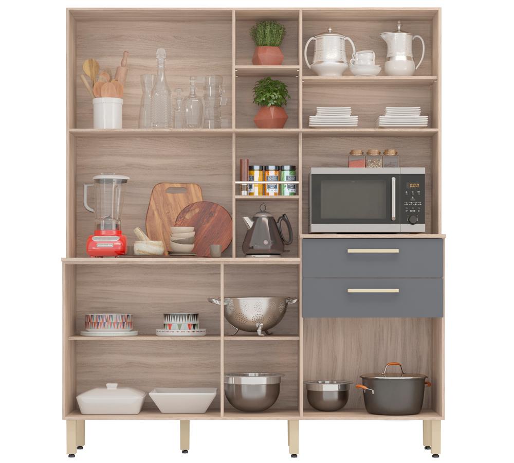Cozinha Compacta 7 Portas 2 Gavetas Encanto 97201 Avena Grafito Demobile