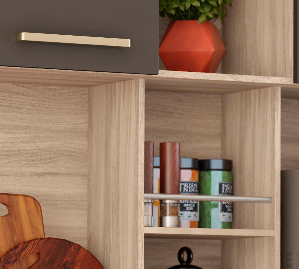 Cozinha Compacta 7 Portas 2 Gavetas Encanto 97201 Avena Grafito Demobile